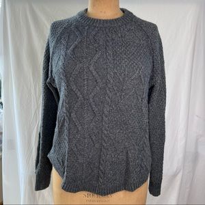 Madewell Cable Knit Wool Charcoal Grey Sweater Size Medium